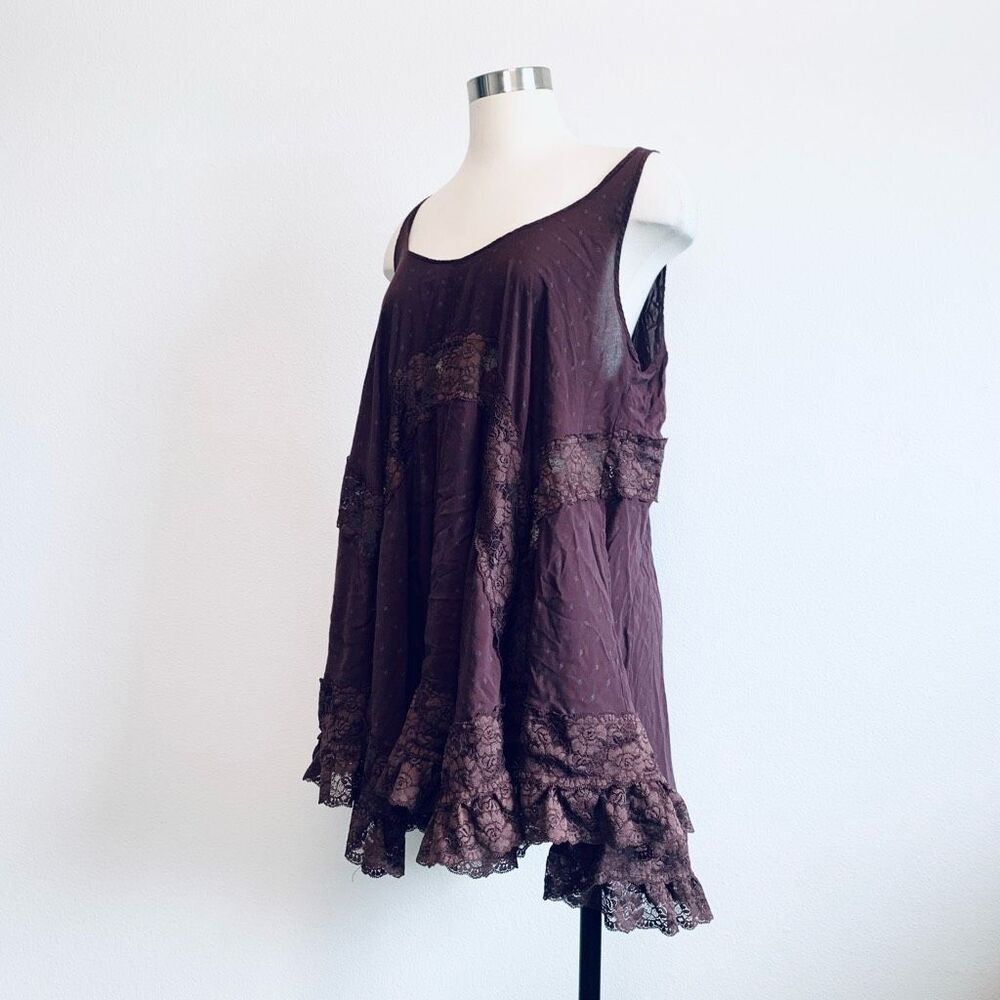 Intimately Free People Purple Babydoll Tunic Top Boho Mini Sundress M - Picture 3 of 8